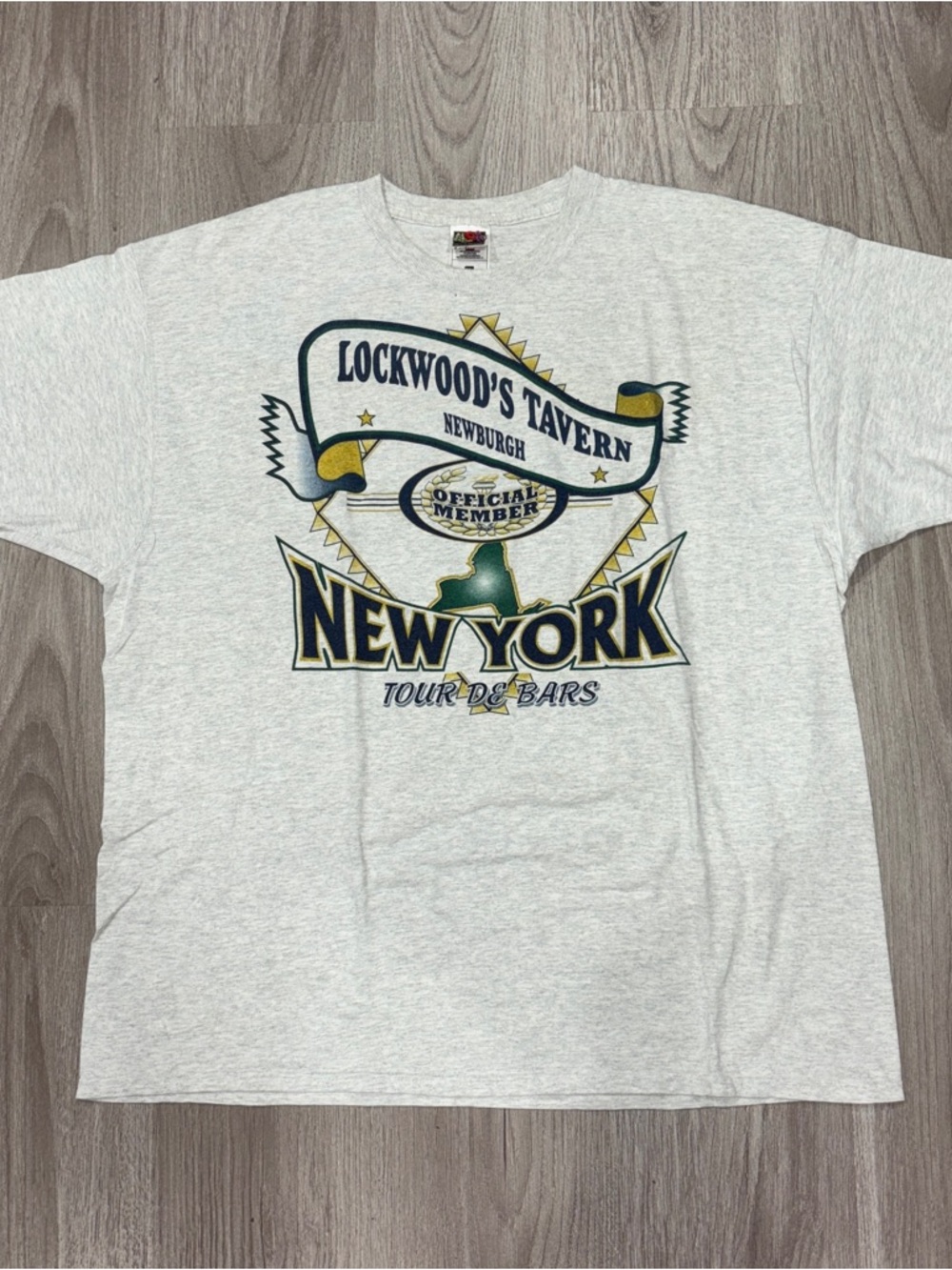 Vintage New York Tour De Bars Graphic T-Shirt Mens XXL Gray Double
Sided